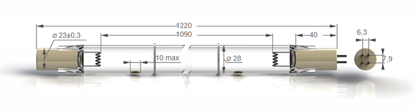 Бактерицидные амальгамные лампы бактерицидные высокой мощности с кварцевым стеклом Zercale Amalgam