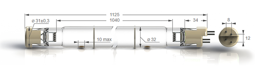 Бактерицидные амальгамные лампы бактерицидные высокой мощности с кварцевым стеклом Zercale Amalgam