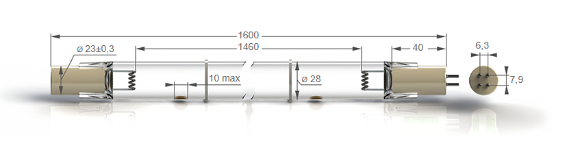 Бактерицидные амальгамные лампы бактерицидные высокой мощности с кварцевым стеклом Zercale Amalgam