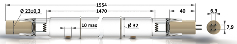 Бактерицидные амальгамные лампы бактерицидные высокой мощности с кварцевым стеклом Zercale Amalgam