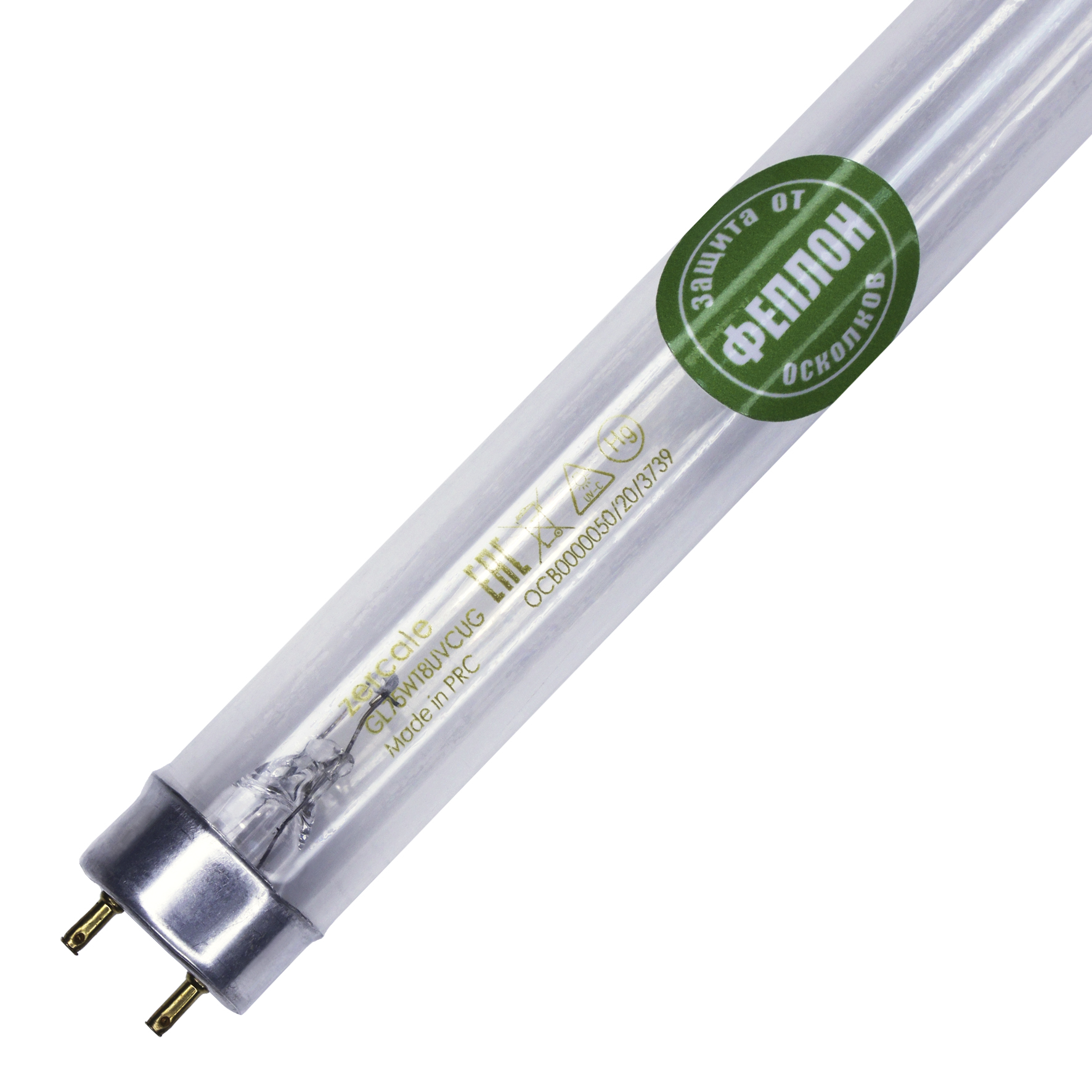 Бактерицидная лампа в защитной оболочке ZERCALE Uviol Glass Feplon GL75WT8UVCUGFEP