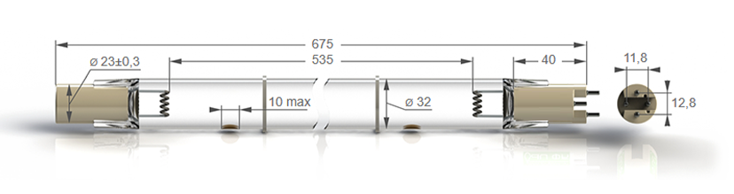 Бактерицидные амальгамные лампы бактерицидные высокой мощности с кварцевым стеклом Zercale Amalgam
