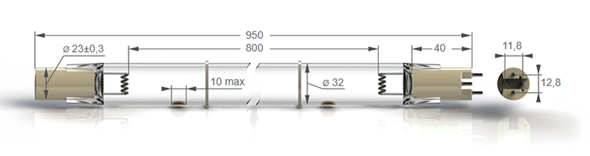 Бактерицидные амальгамные лампы бактерицидные высокой мощности с кварцевым стеклом Zercale Amalgam