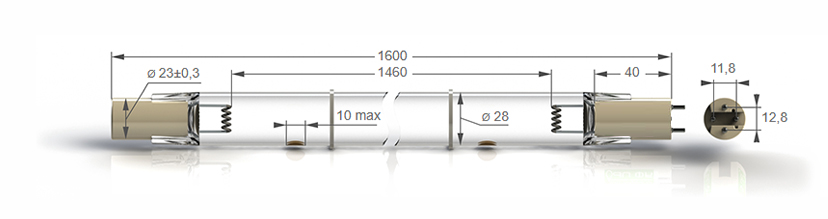 Бактерицидные амальгамные лампы бактерицидные высокой мощности с кварцевым стеклом Zercale Amalgam