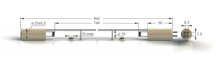 Бактерицидные амальгамные лампы бактерицидные высокой мощности с кварцевым стеклом Zercale Amalgam