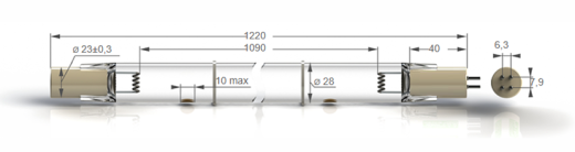 Бактерицидные амальгамные лампы бактерицидные высокой мощности с кварцевым стеклом Zercale Amalgam