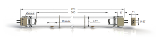 Бактерицидные амальгамные лампы бактерицидные высокой мощности с кварцевым стеклом Zercale Amalgam