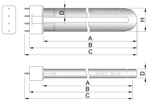 Бактерицидные лампы с кварцевым стеклом Zercale Compact
