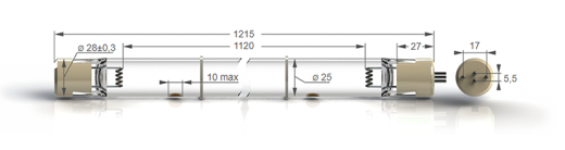Бактерицидные амальгамные лампы бактерицидные высокой мощности с кварцевым стеклом Zercale Amalgam