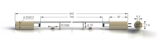 Бактерицидные амальгамные лампы бактерицидные высокой мощности с кварцевым стеклом Zercale Amalgam
